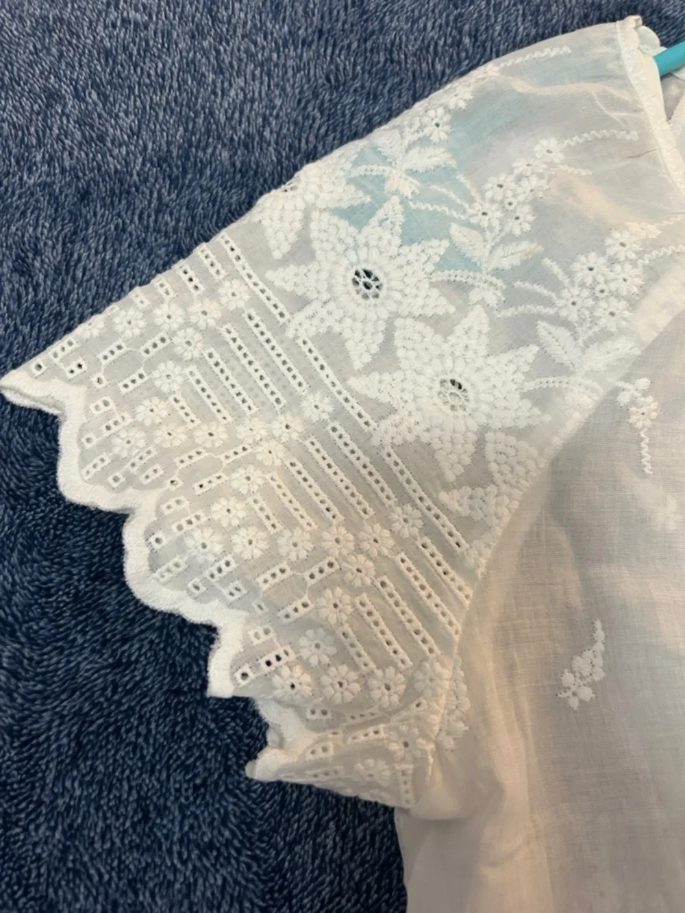 White Eyelet embroidered Drawstring Waist Dress - Picture 3 of 8